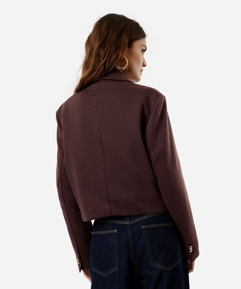 jaqueta feminina com bolsos marrom