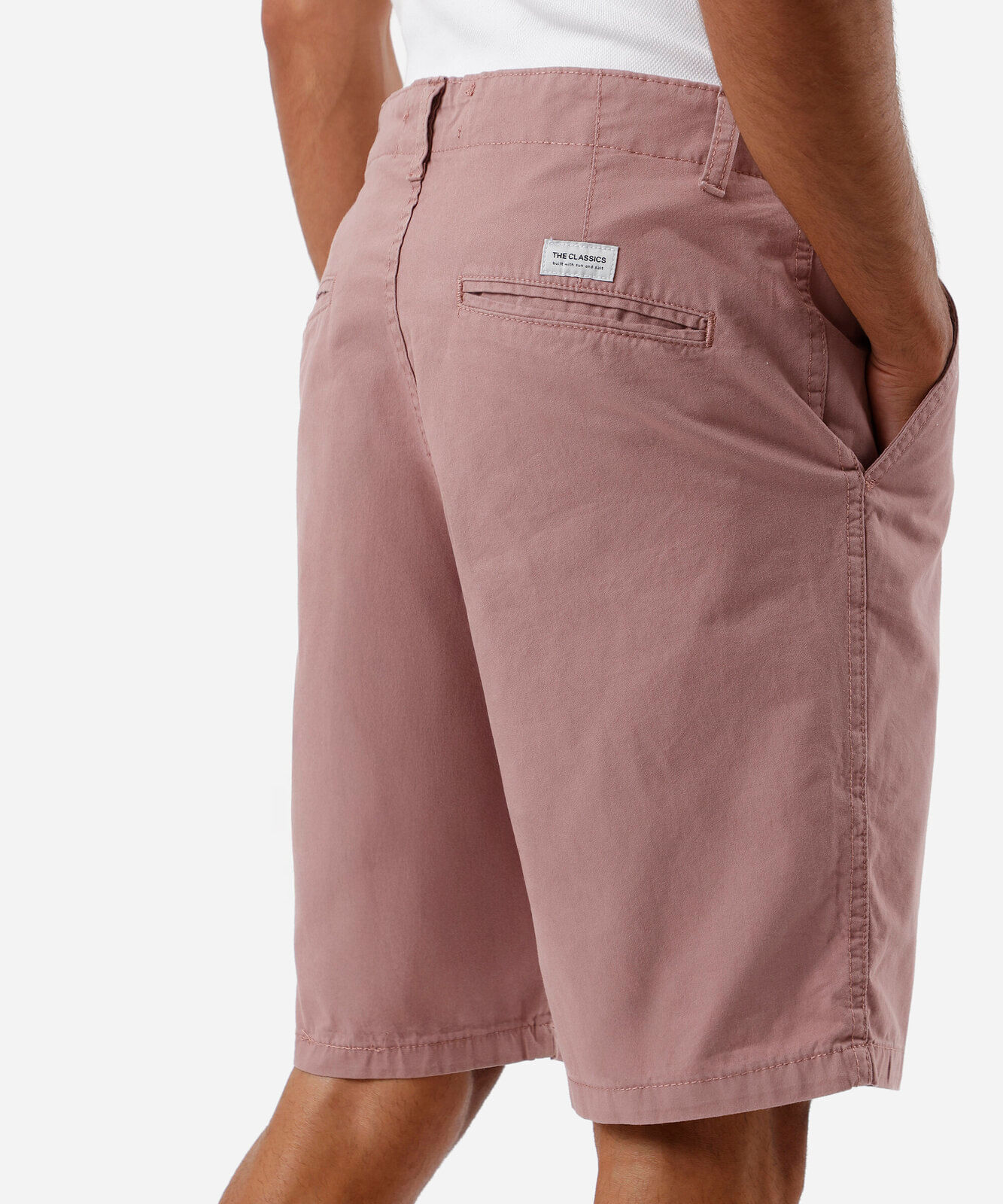 bermuda de sarja masculina reta rosa