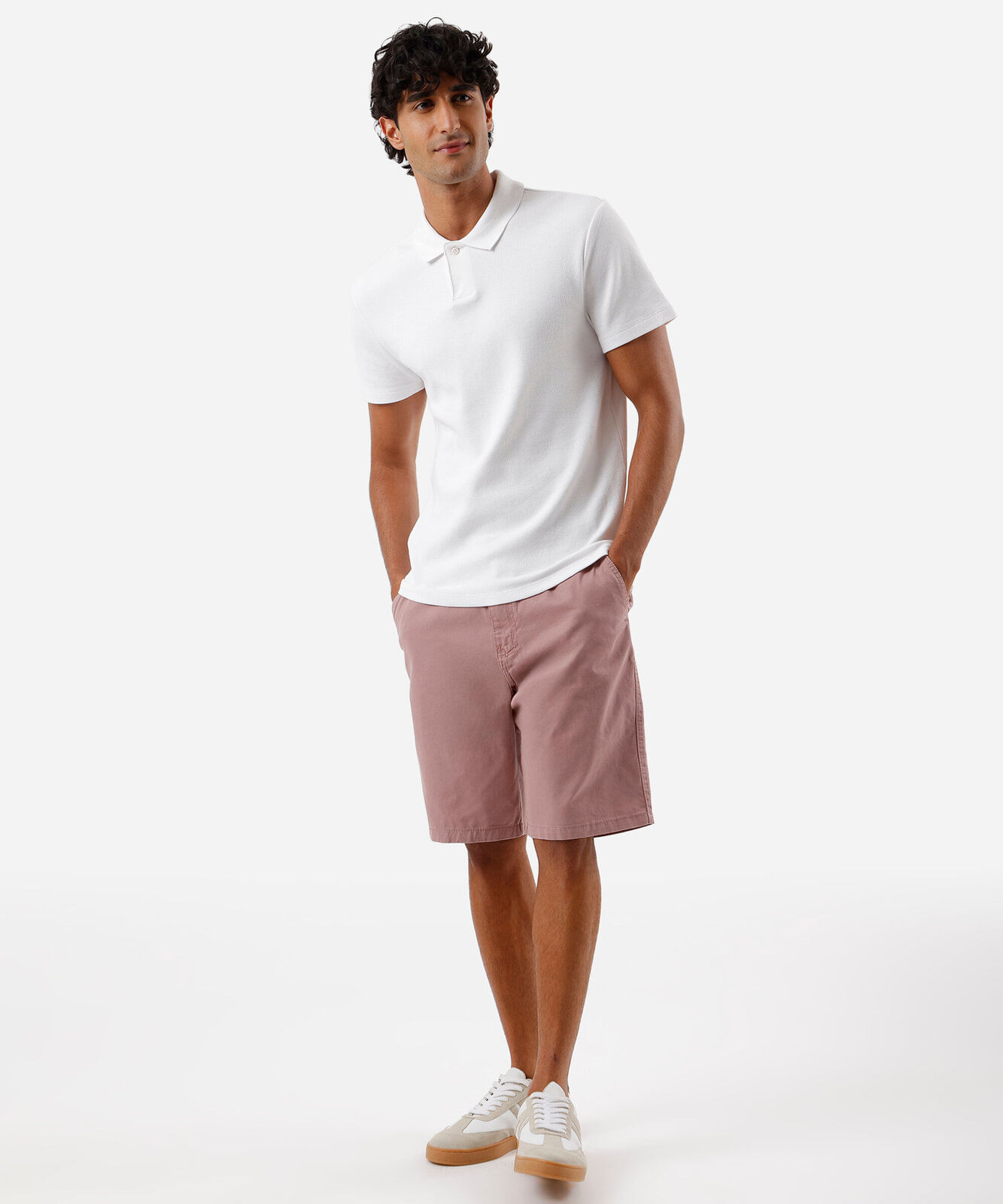 bermuda de sarja masculina reta rosa