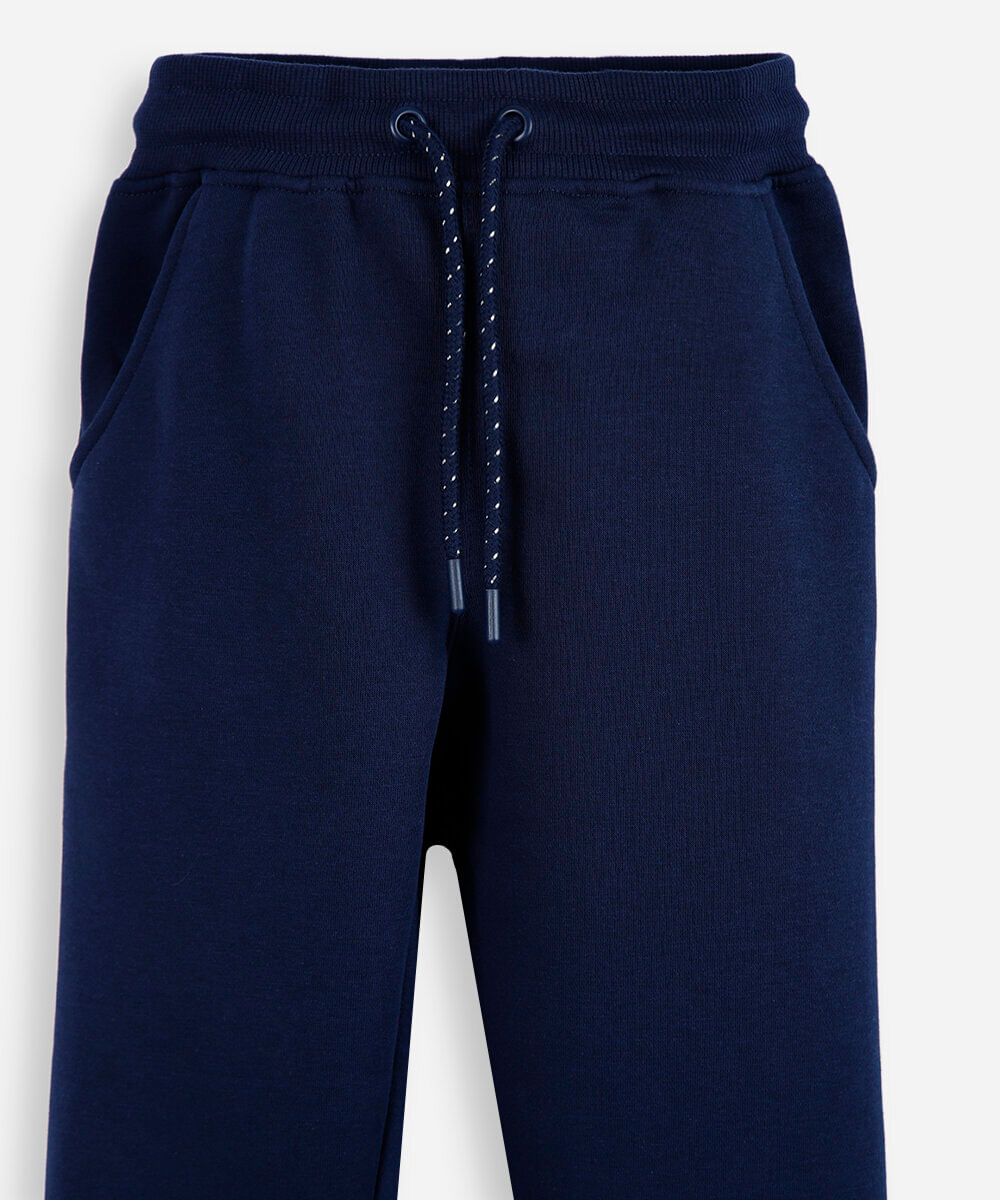 calça jogger de moletom infantil com bolsos azul