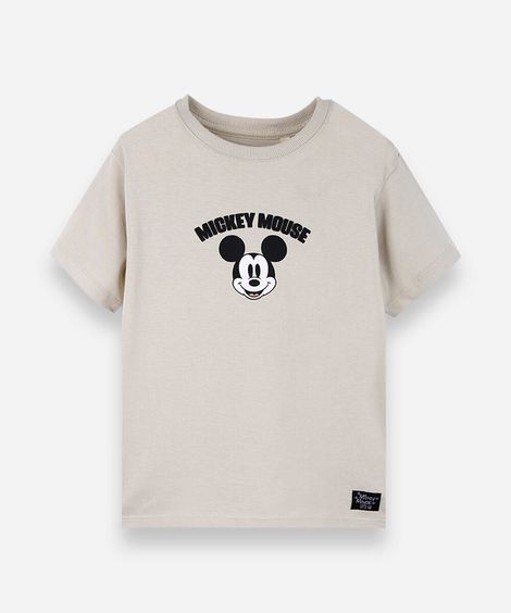 camiseta infantil mickey carinhas bege