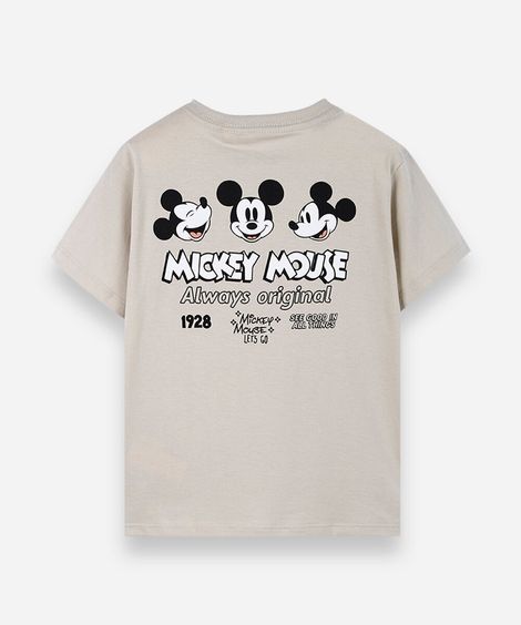 camiseta infantil mickey carinhas bege