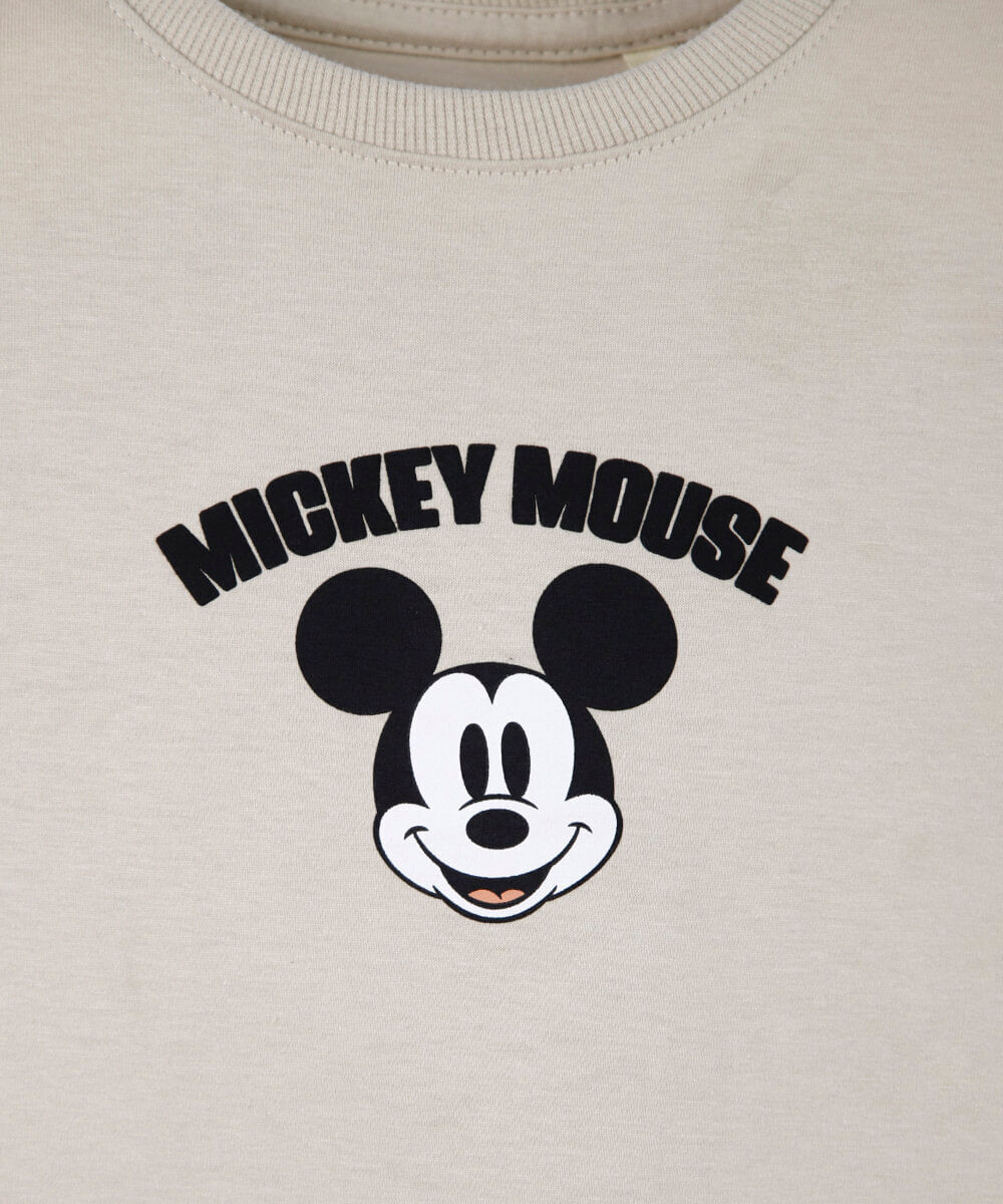 camiseta infantil mickey carinhas bege