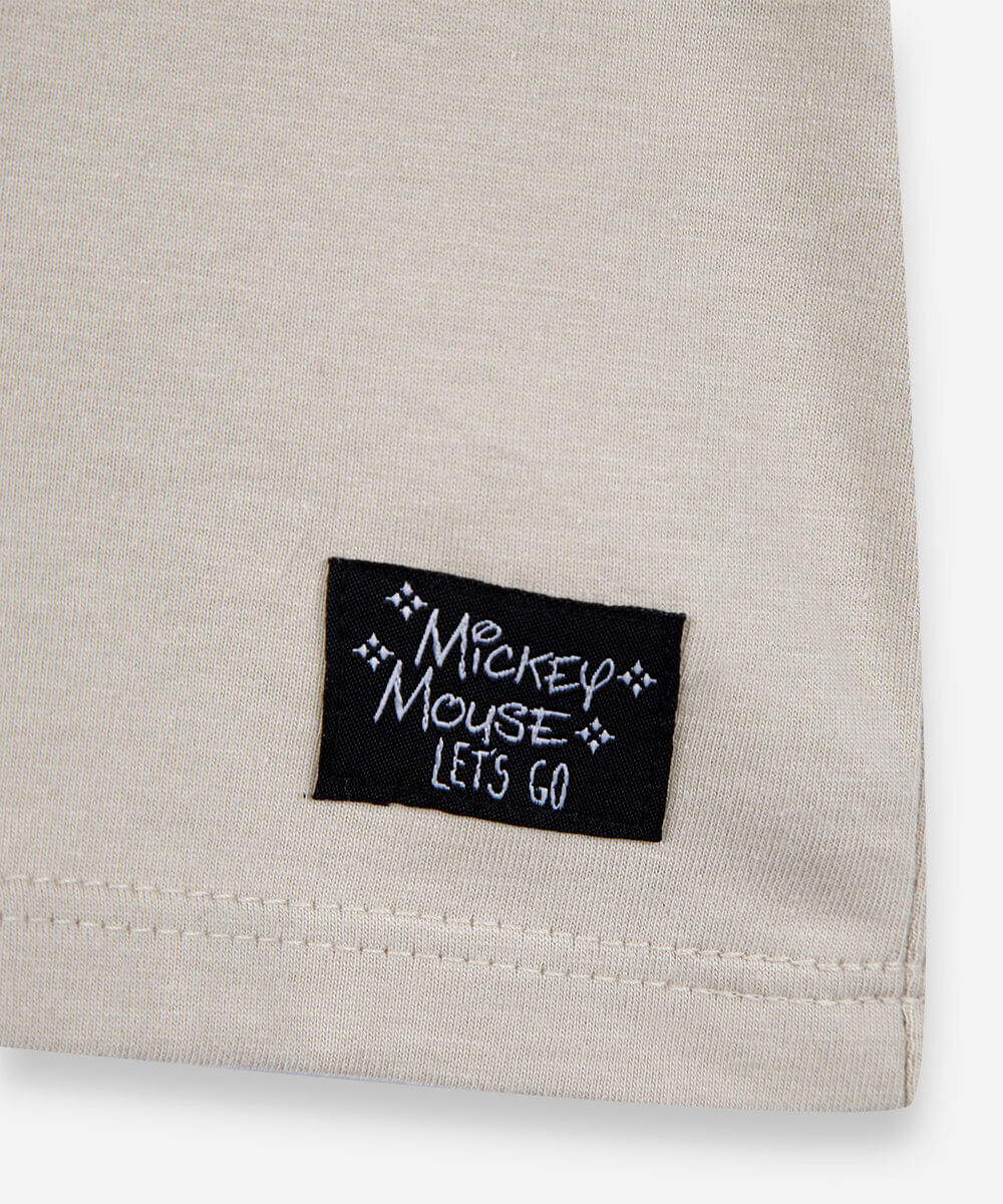 camiseta infantil mickey carinhas bege