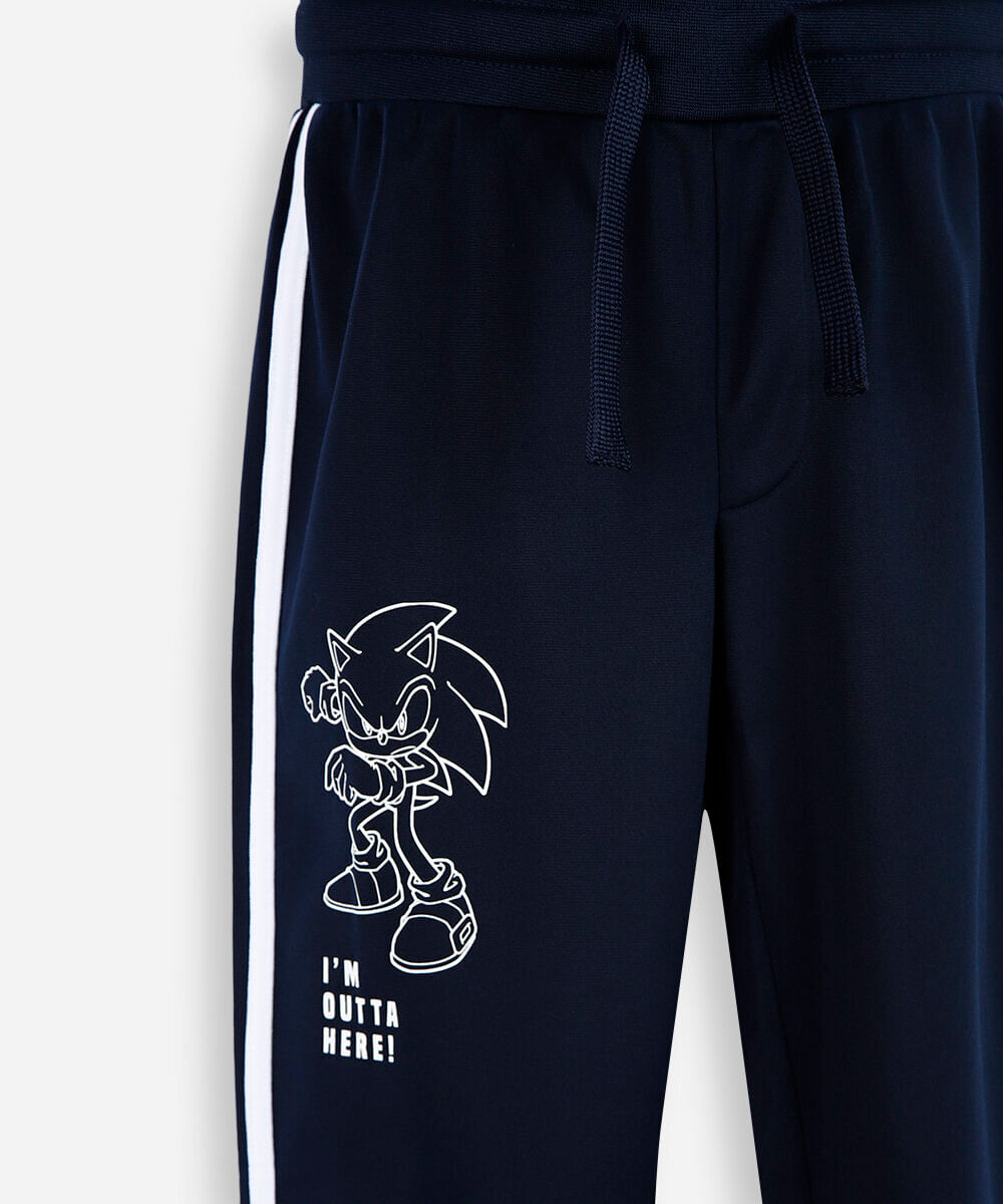 calça jogger infantil com listra sonic azul