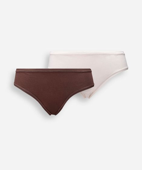 kit de 2 calcinhas biquíni feminino em algodão colorido