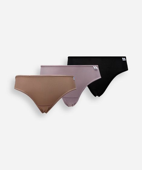 kit de 3 calcinhas biquíni feminino delrio colorido
