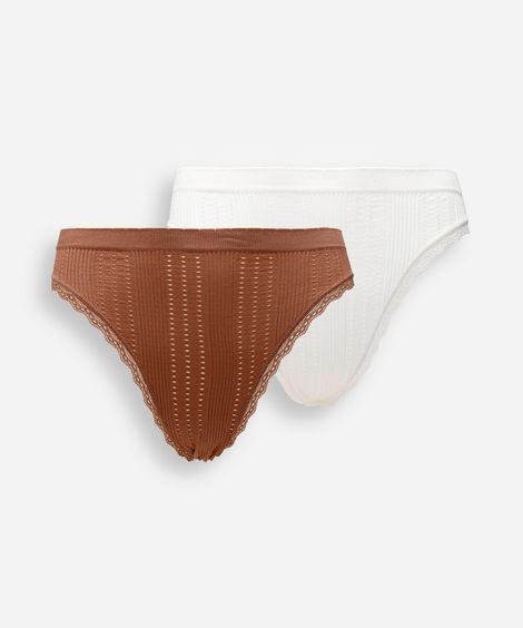kit de 2 calcinhas biquíni sem costura com renda colorido