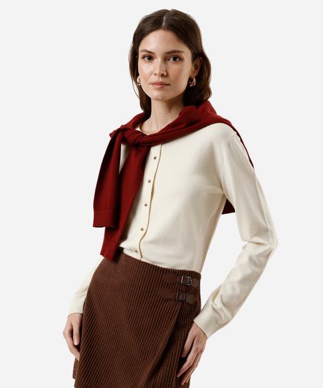 cardigan feminino de tricot bege