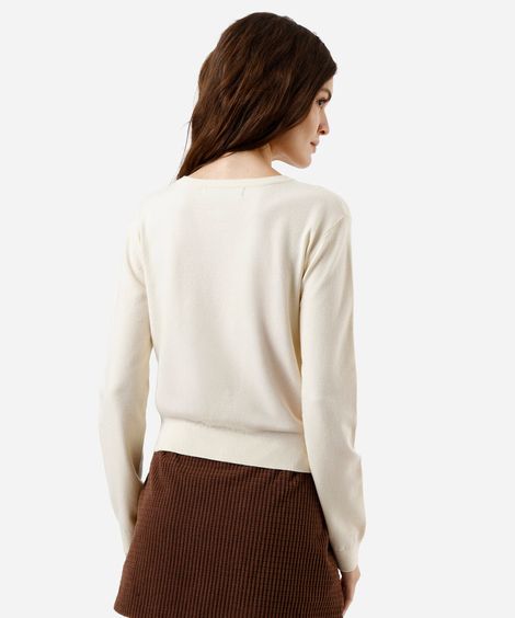 cardigan feminino de tricot bege