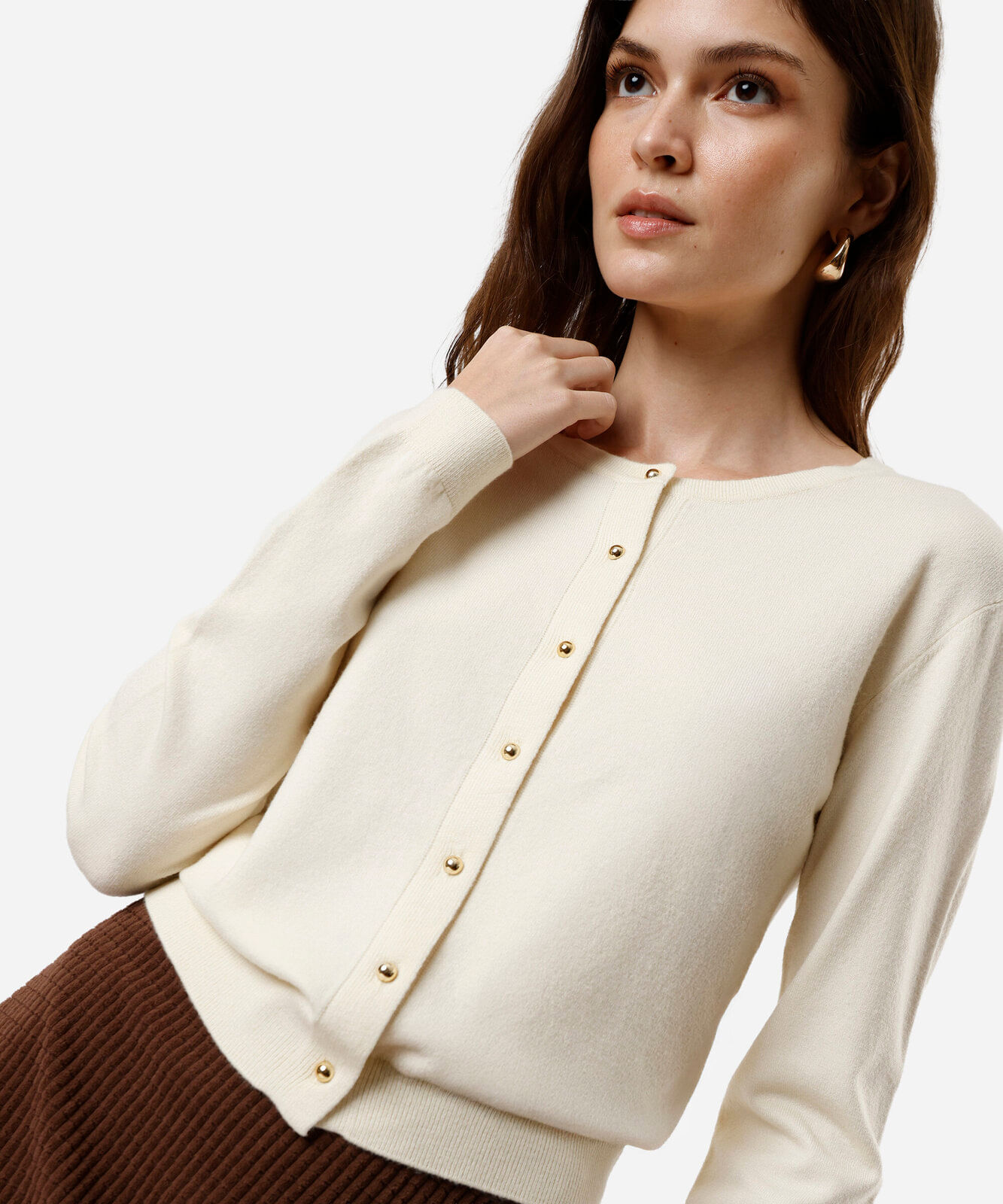 cardigan feminino de tricot bege