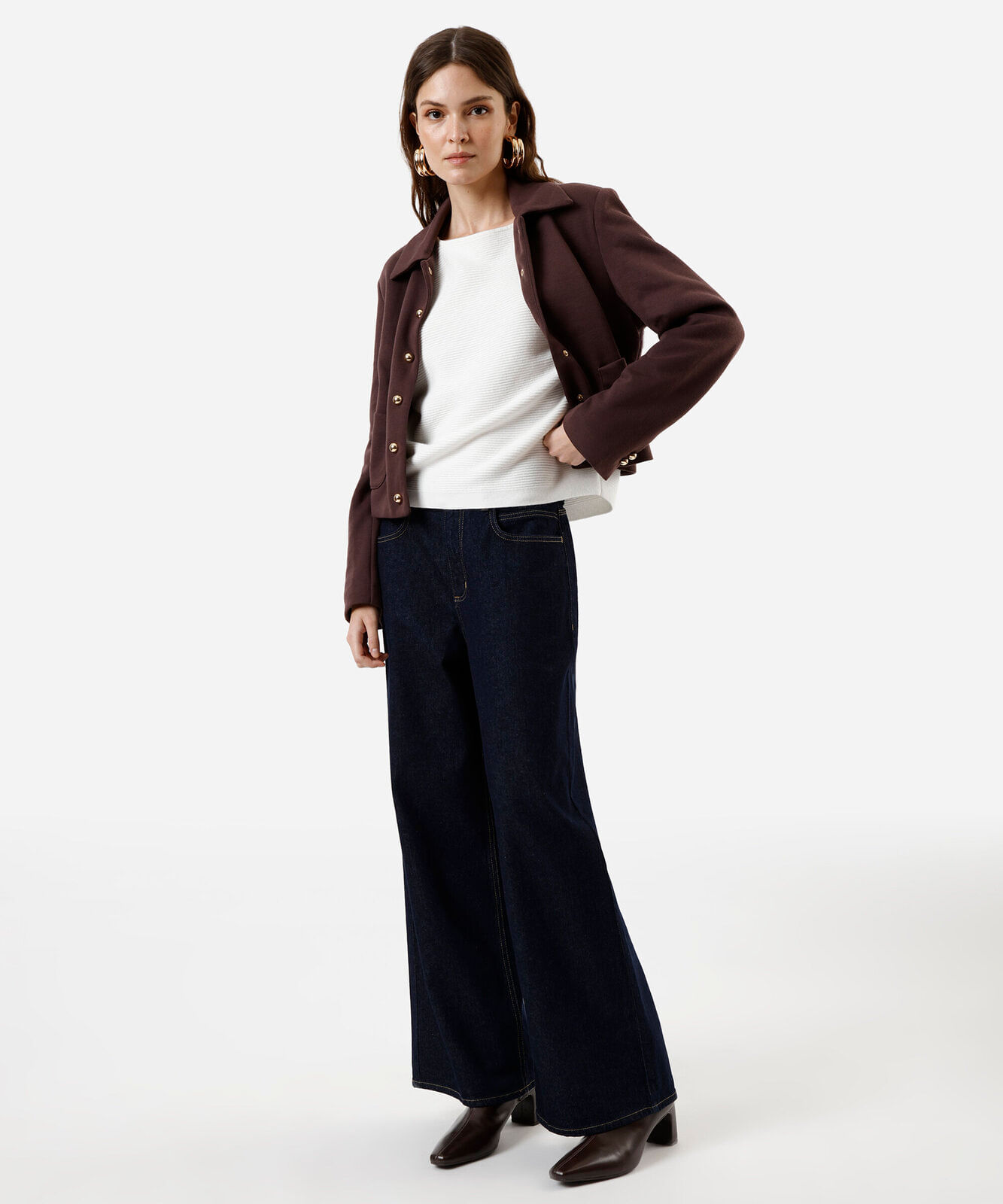 suéter amplo feminino de tricot canelado off white