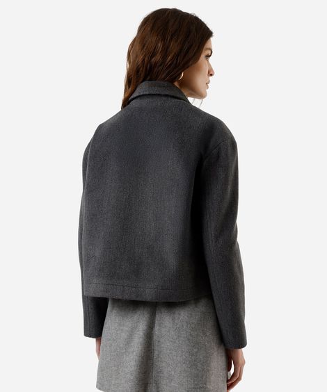 jaqueta feminina texturizada cinza