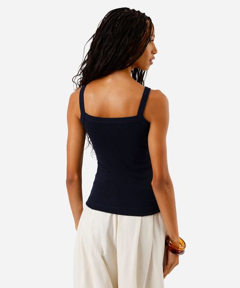 regata halterneck feminina canelada azul