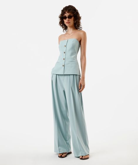 calça de alfaiataria feminina com pregas verde