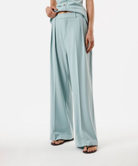 calça de alfaiataria feminina com pregas verde