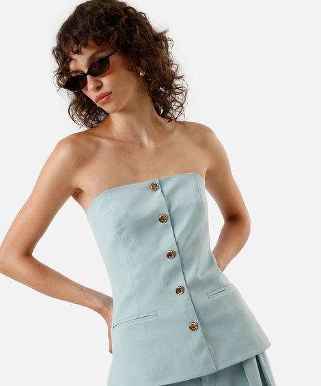 blusa de alfaiataria feminina sem alça verde