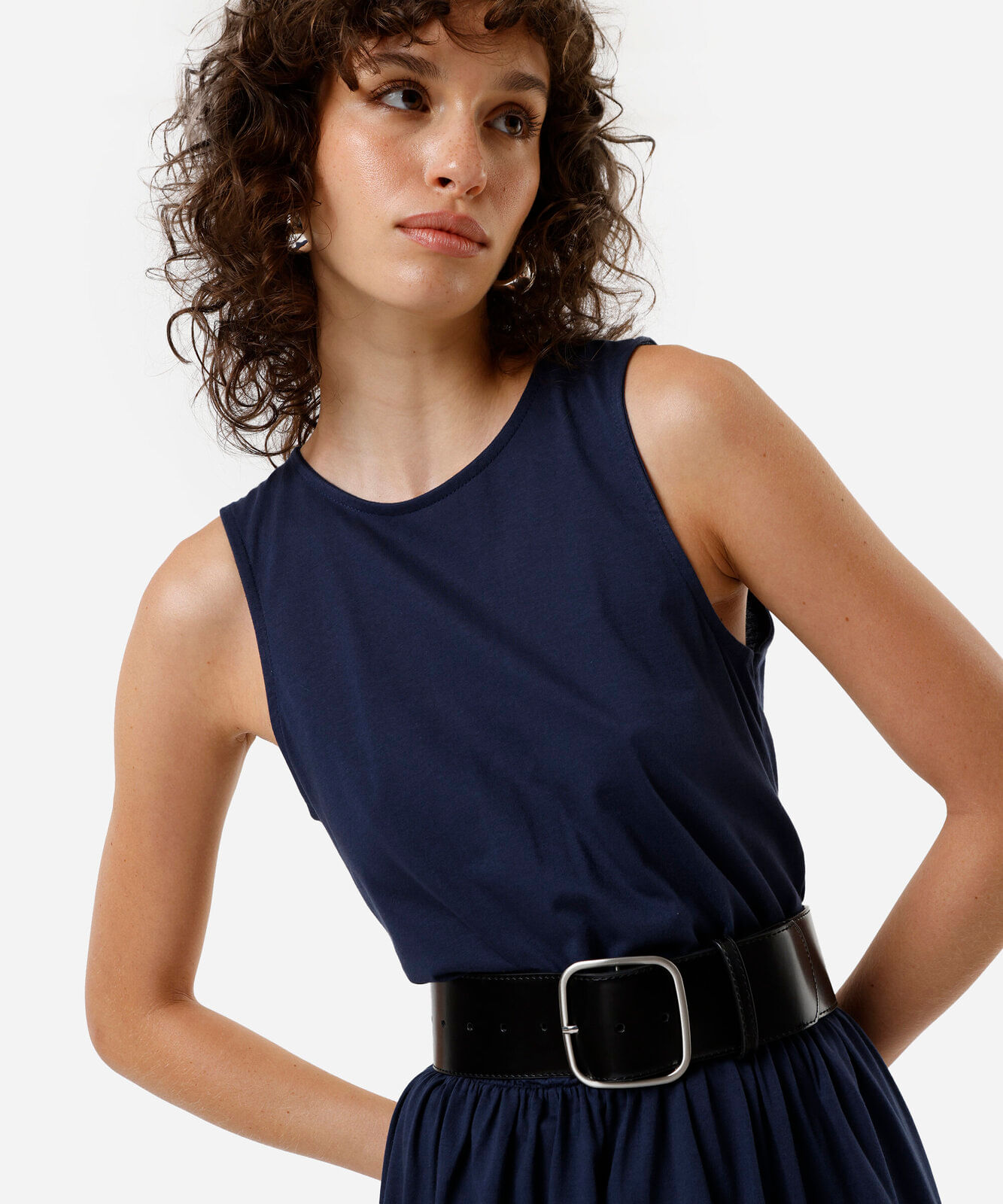 vestido midi feminino de algodão básico azul