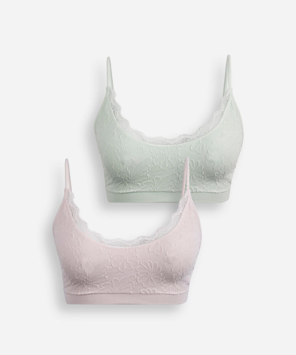 kit de 2 sutiãs triângulo sem bojo floral renda colorido