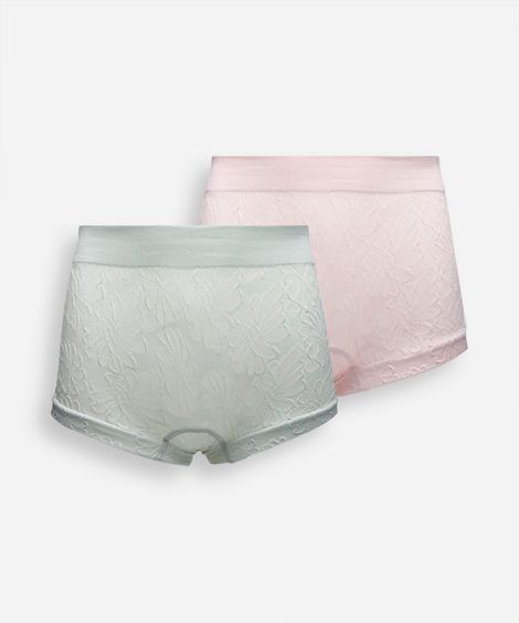 kit de 2 calcinhas boyshort seamless floral colorido