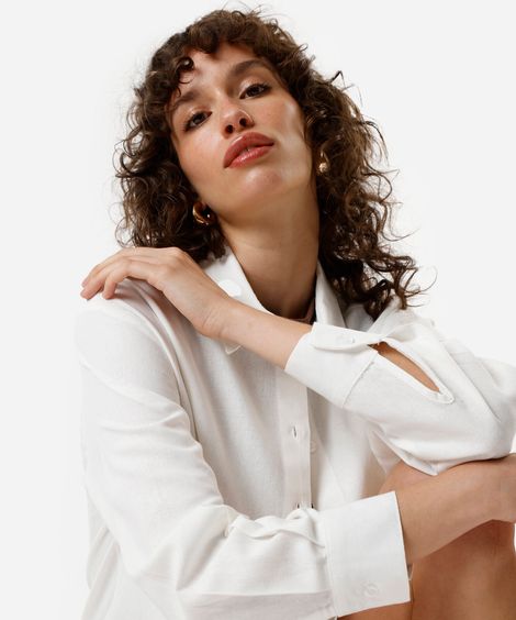 camisa feminina com linho oversized off white