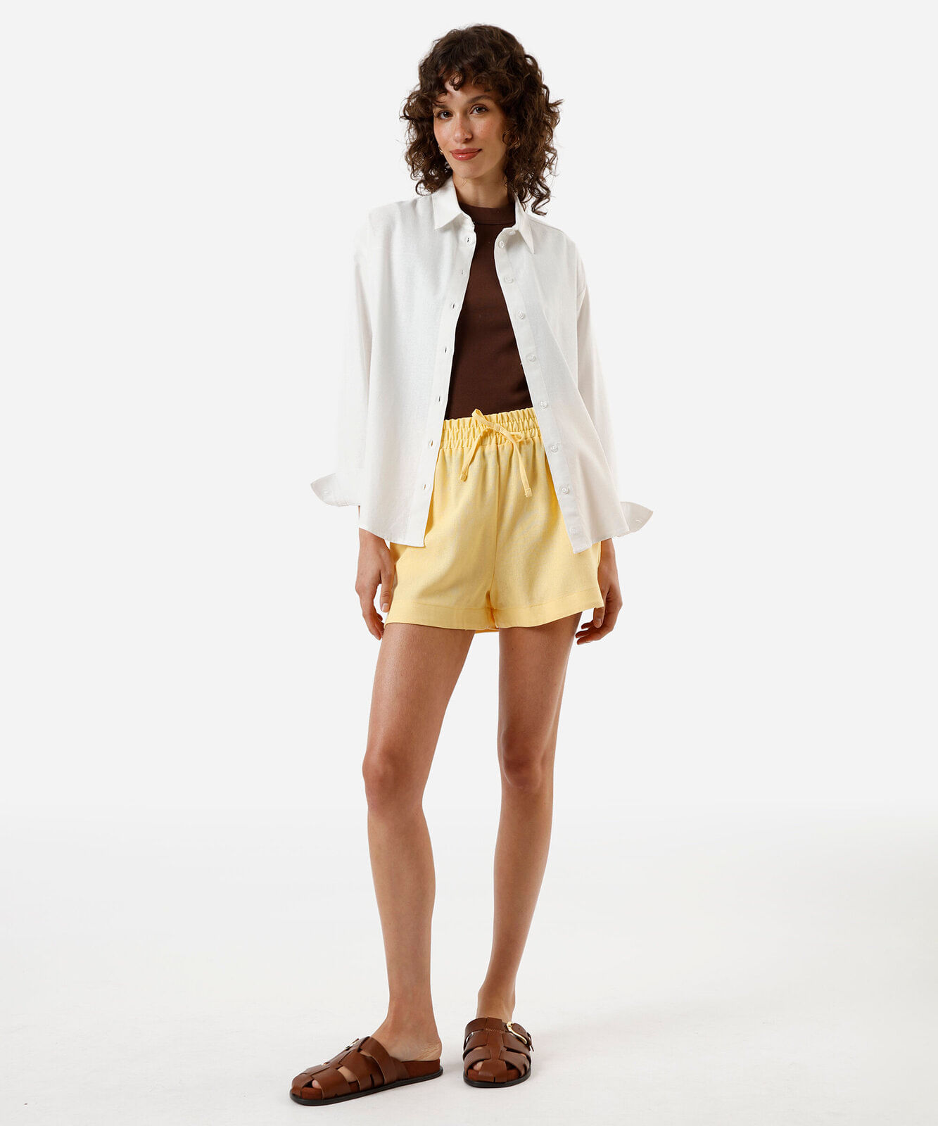 camisa feminina com linho oversized off white