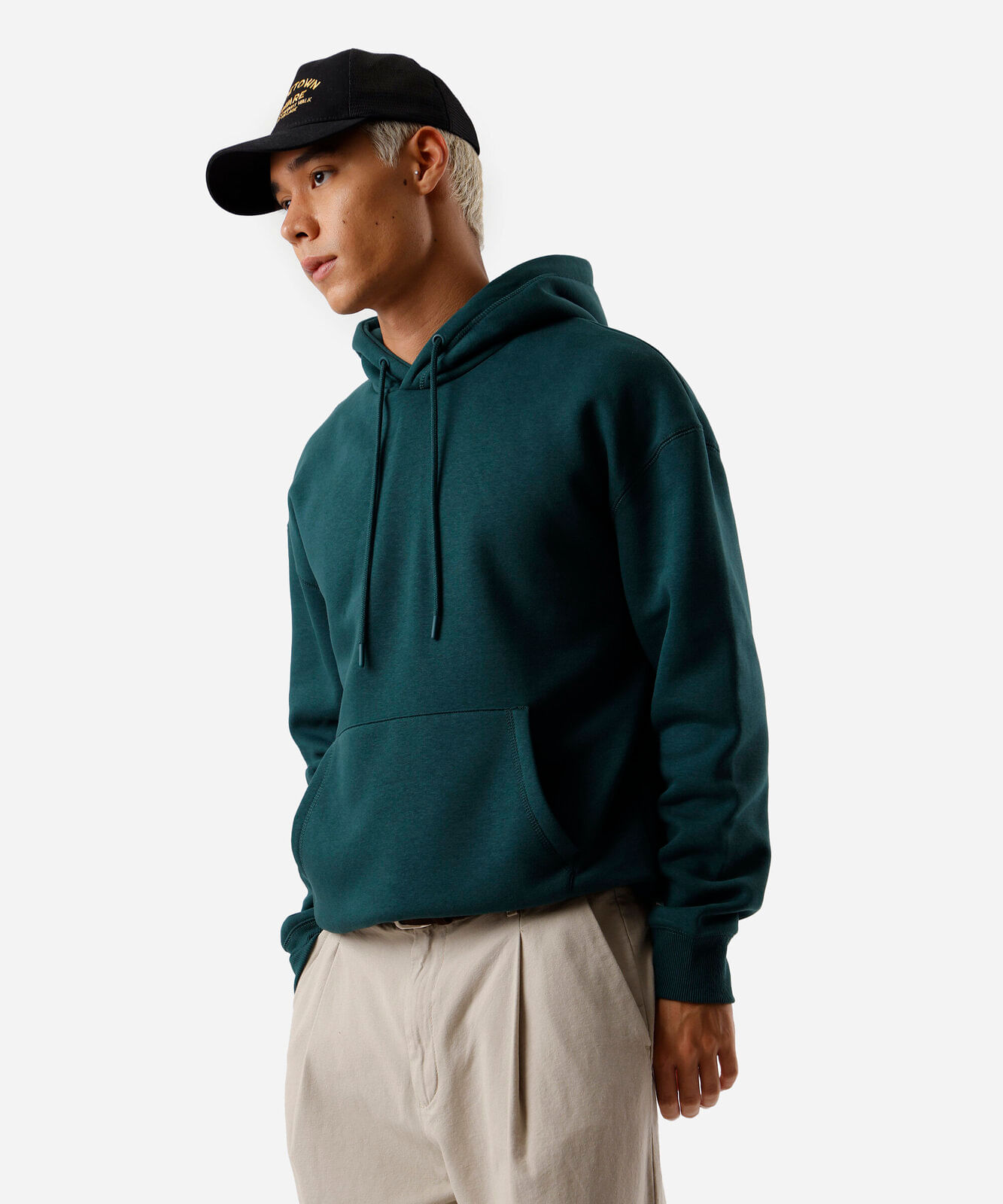 blusão masculino de moletom com capuz oversized verde