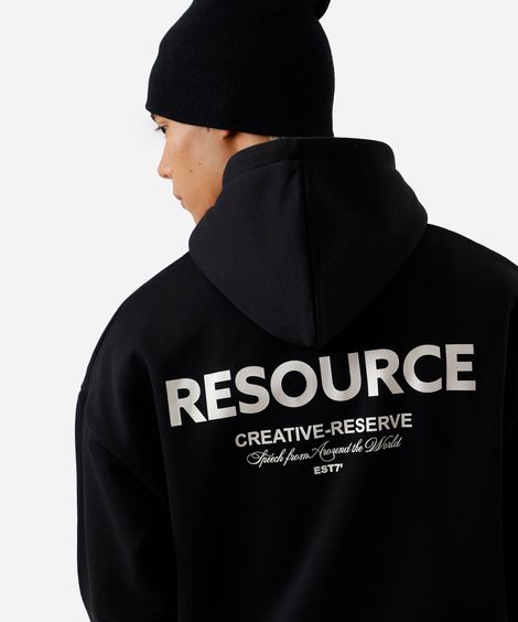 blusão masculino de moletom com capuz e zíper estampado preto