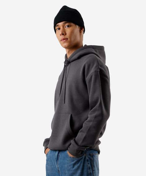 blusão masculino de moletom com capuz oversized cinza