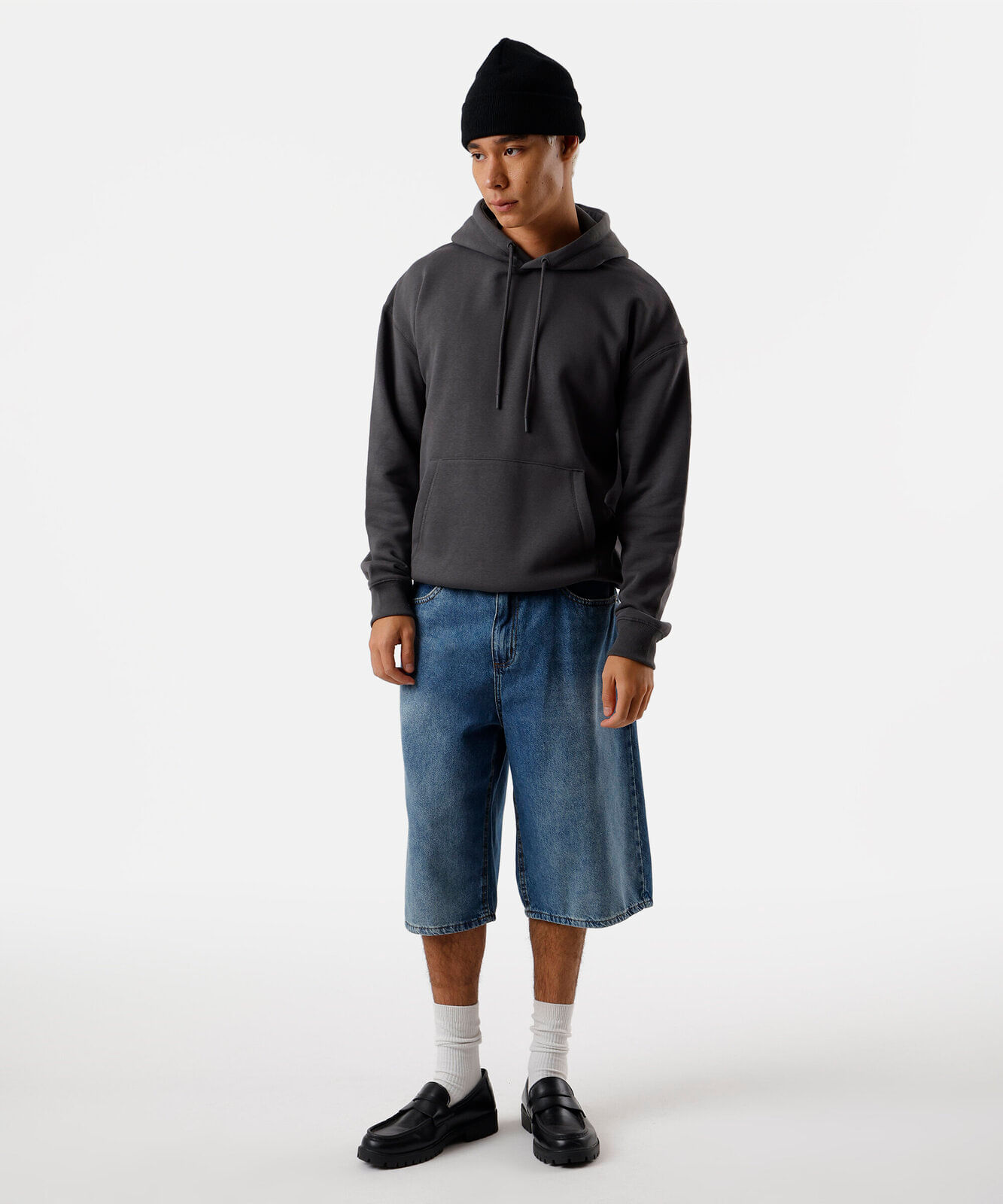 blusão masculino de moletom com capuz oversized cinza