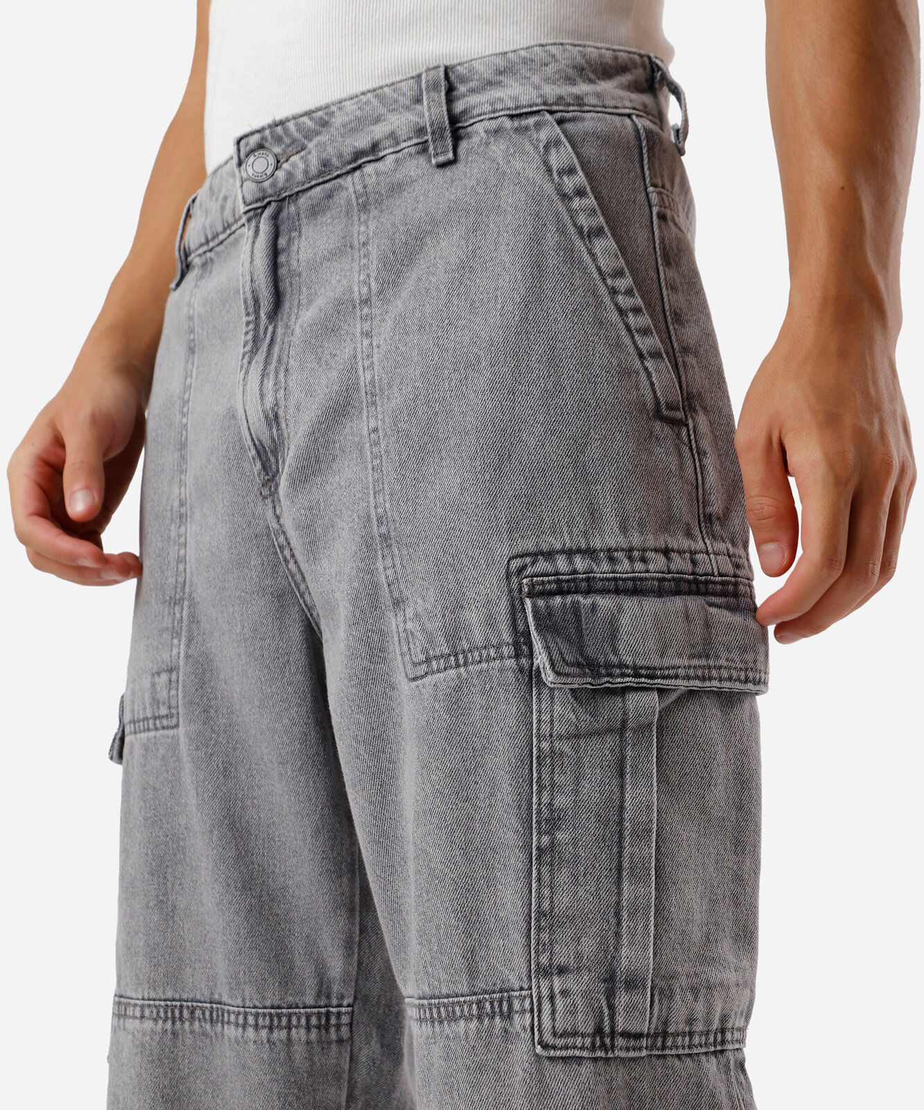 calça skater cargo masculina jeans cinza