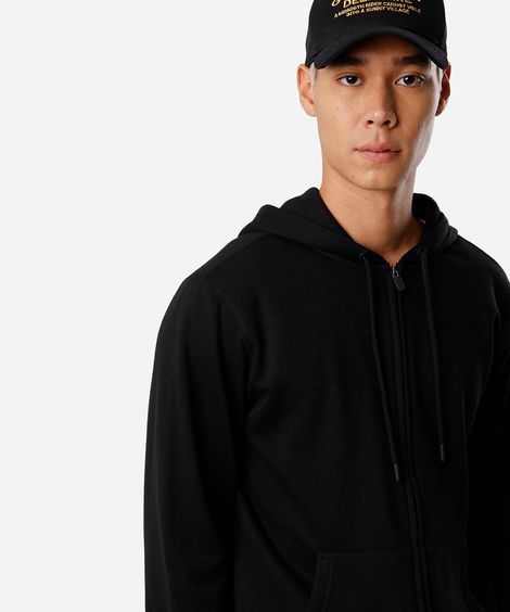 blusão básico masculino de moletom com capuz preto