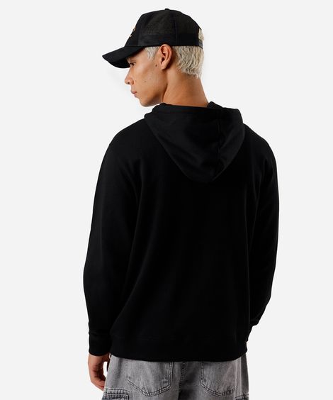 blusão básico masculino de moletom com capuz preto
