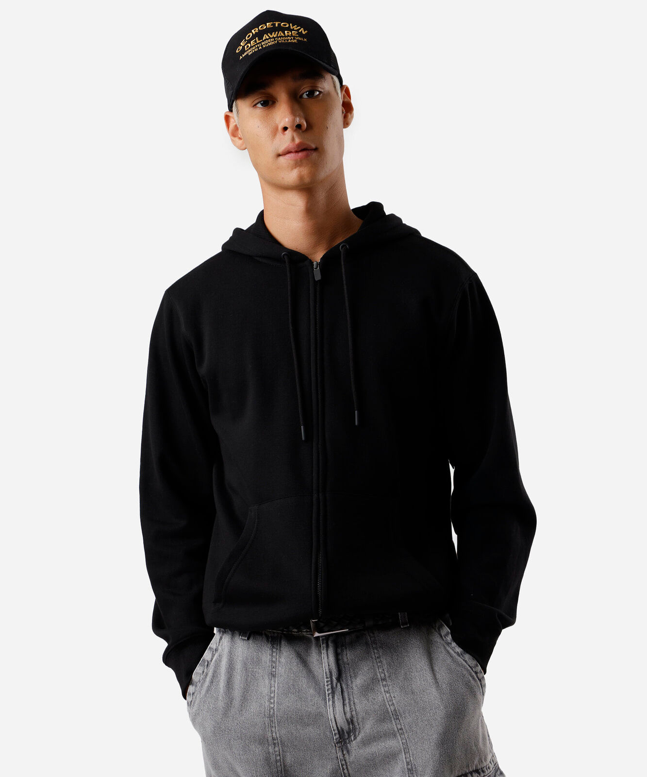 blusão básico masculino de moletom com capuz preto