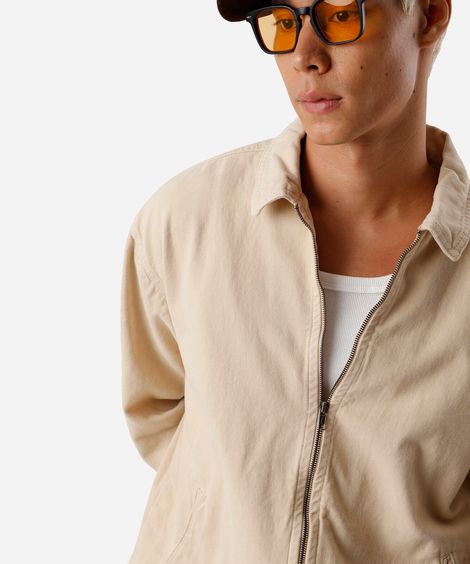 jaqueta oversized masculina de sarja bege
