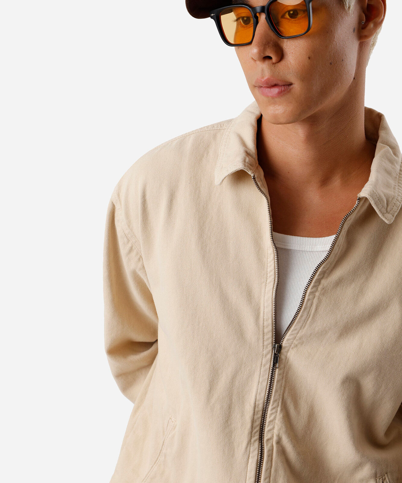 jaqueta oversized masculina de sarja bege