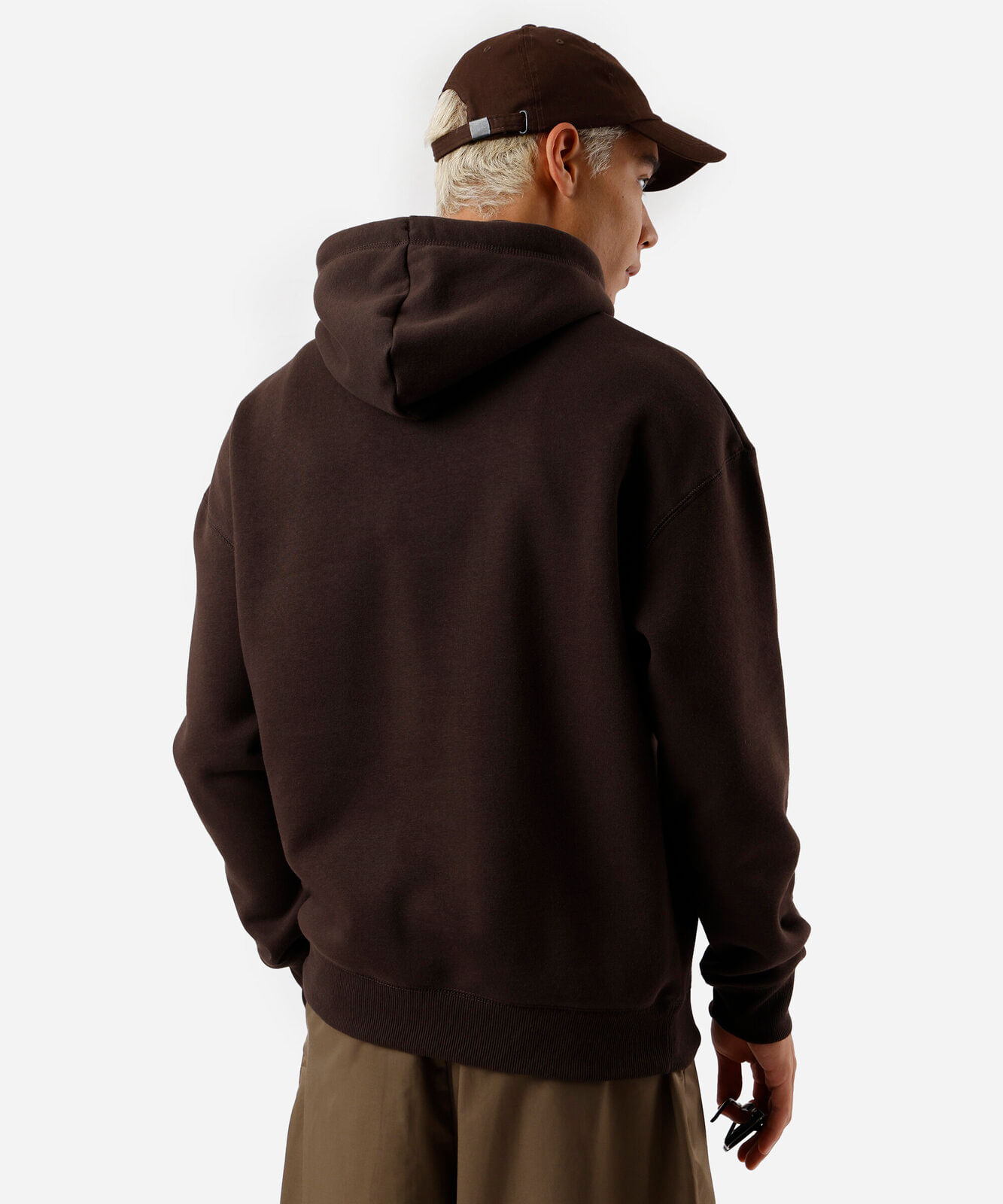 blusão masculino de moletom com capuz oversized marrom