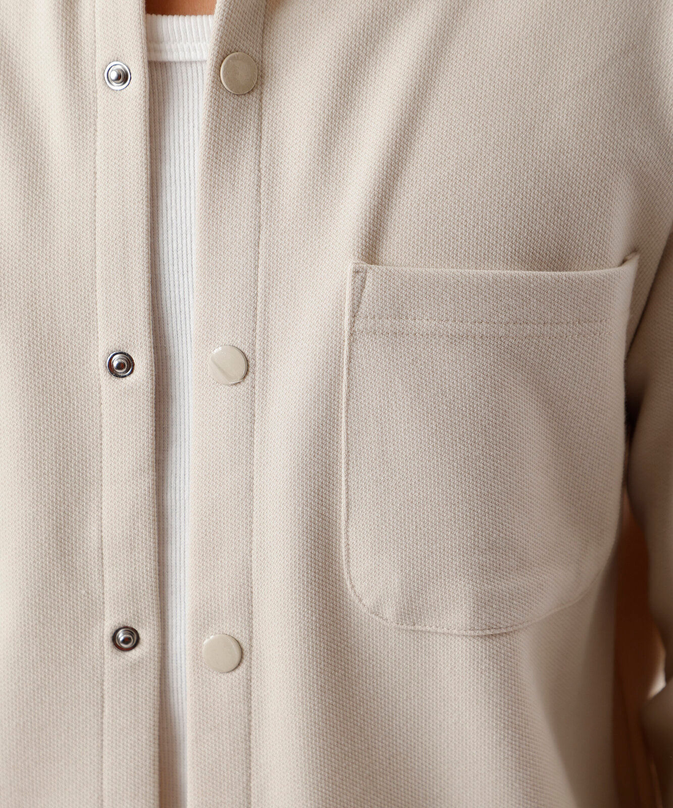 camisa masculina texturizada manga longa bege
