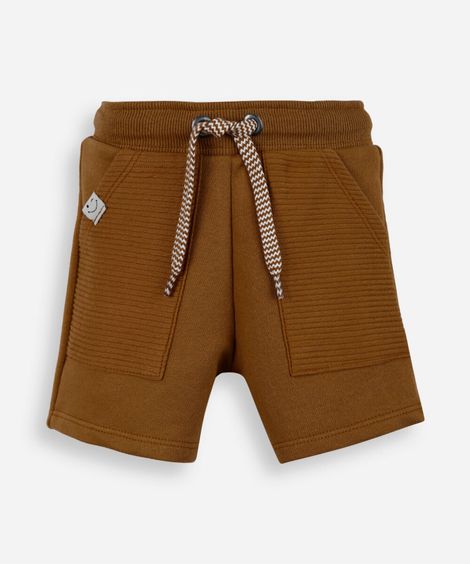short infantil de moletom cós elástico marrom