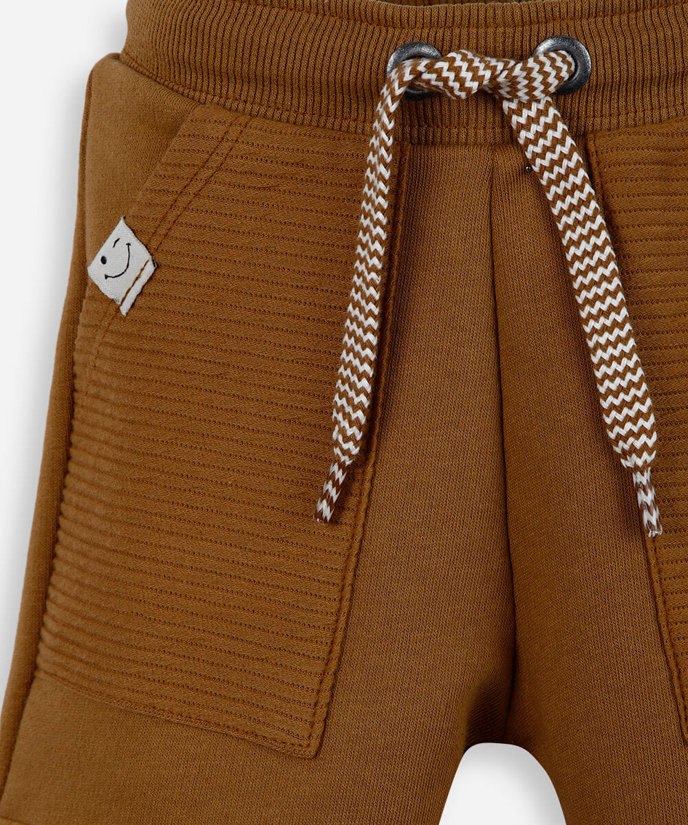 short infantil de moletom cós elástico marrom