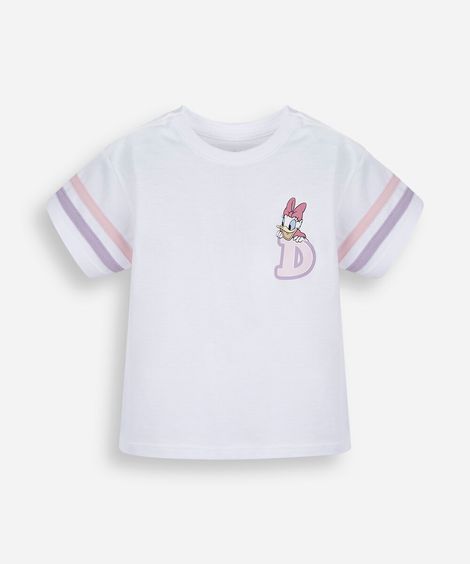 camiseta infantil de algodão margarida off white