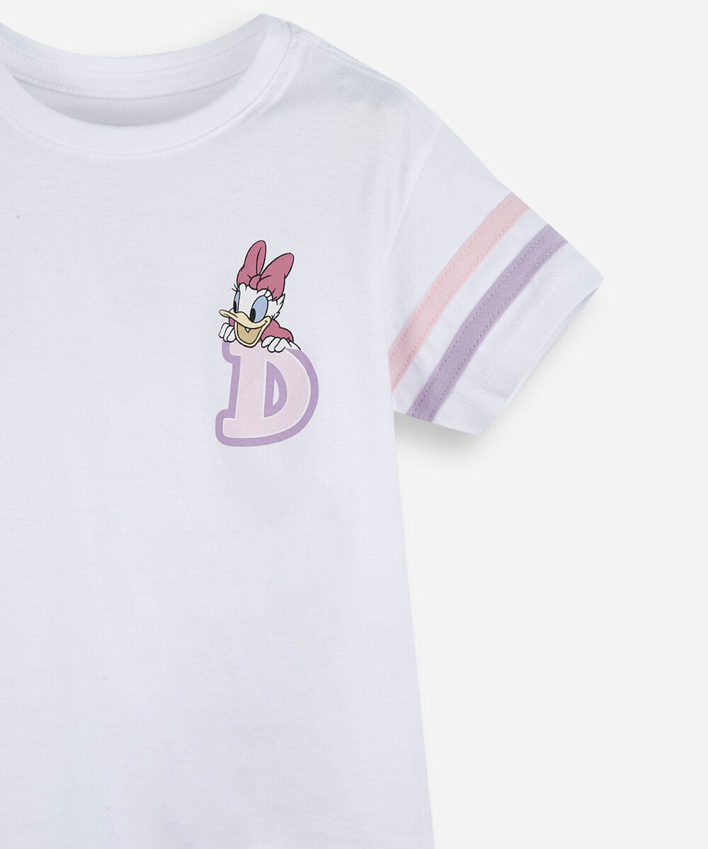 camiseta infantil de algodão margarida off white