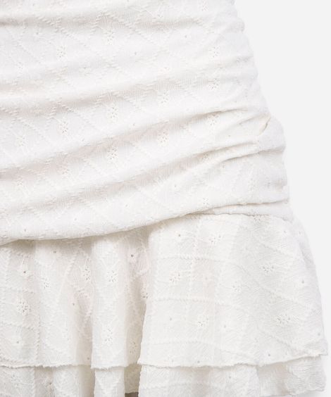 vestido juvenil com barra de babado laise off white