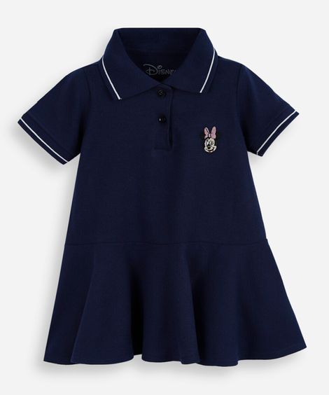 vestido evasê infantil de algodão minnie azul