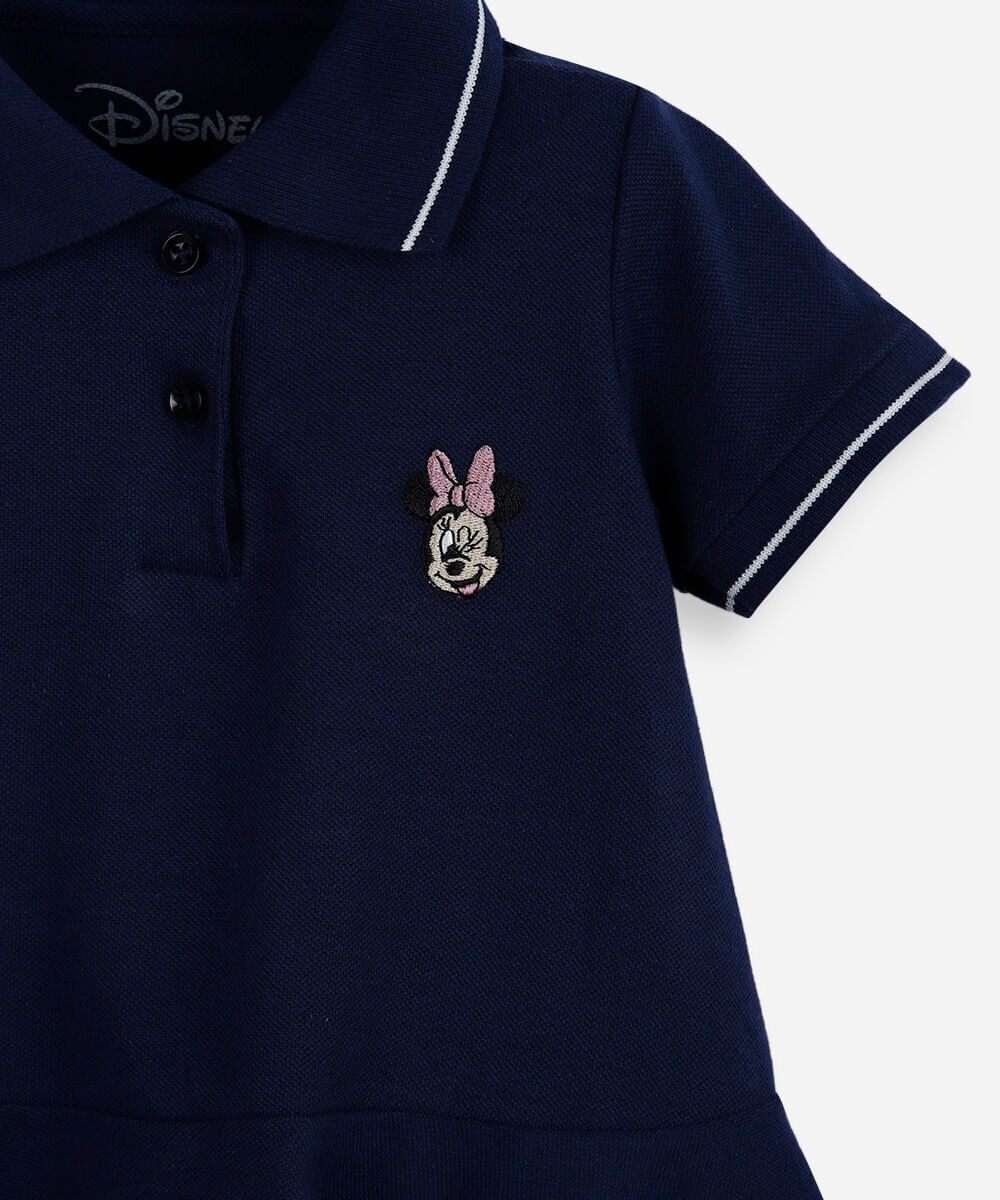vestido evasê infantil de algodão minnie azul
