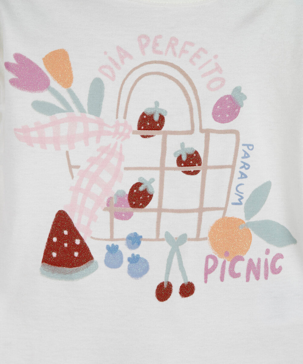 conjunto infantil de algodão estampado off white
