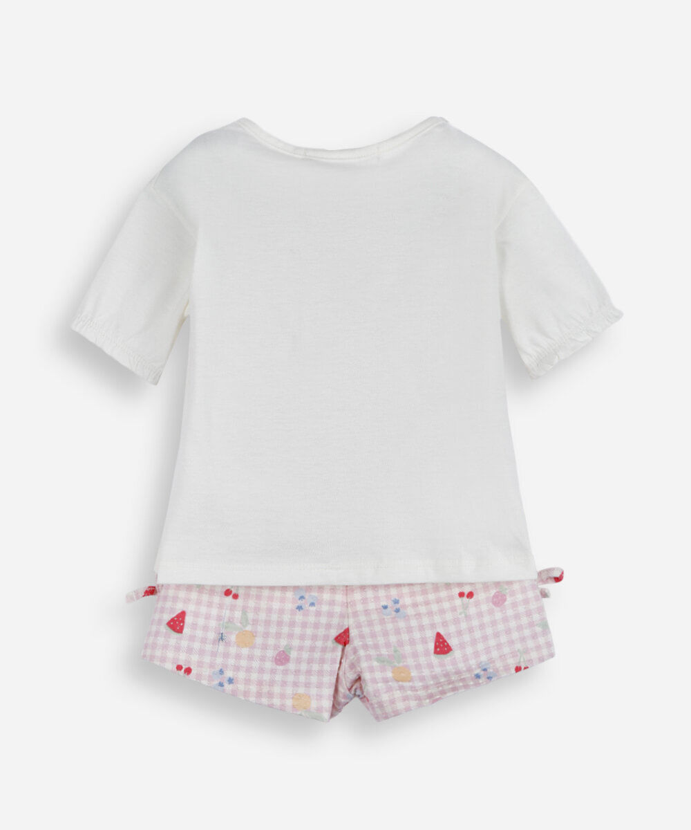 conjunto infantil de algodão estampado off white
