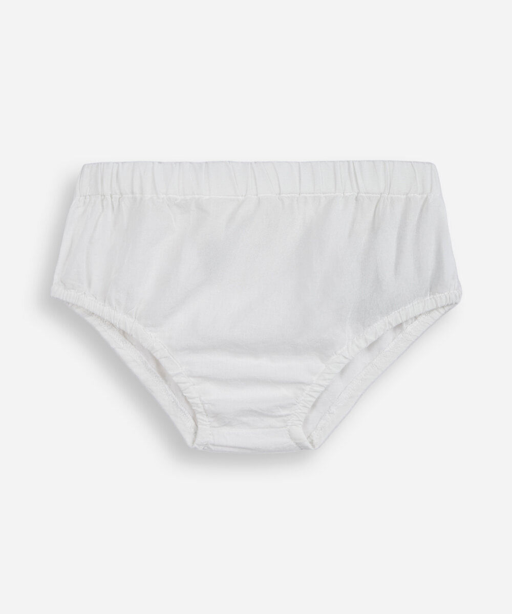 vestido infantil de algodão com bordados e botões off white
