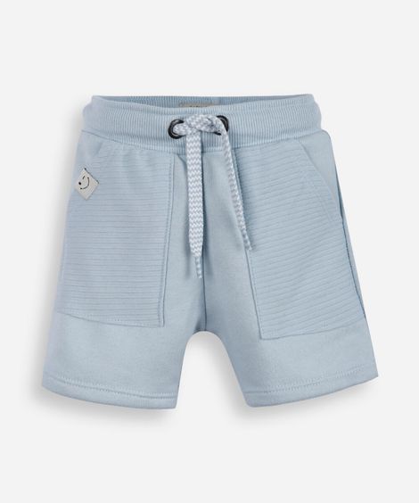 short infantil de moletom cós elástico azul