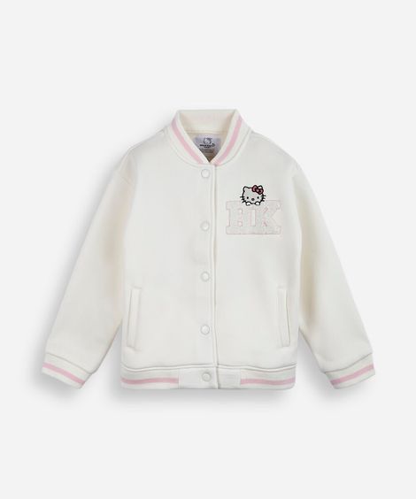 jaqueta infantil de moletom hello kitty off white